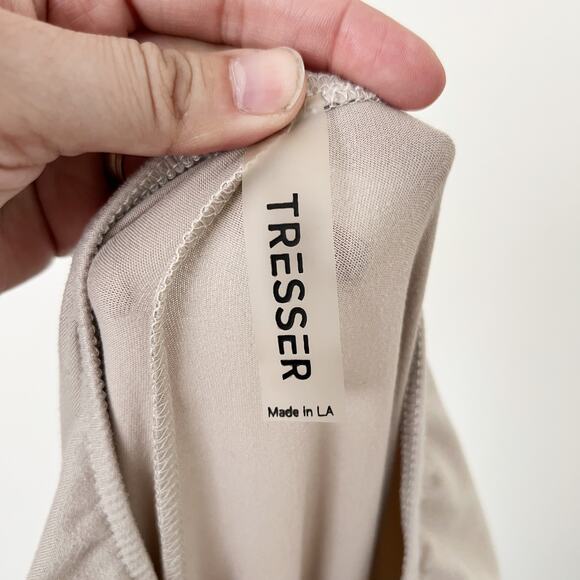 [TRESSER] Tan Criss Cross Tie Waist Ruched Low Rise Flare Leg Pants Size Small S - Picture 12 of 12